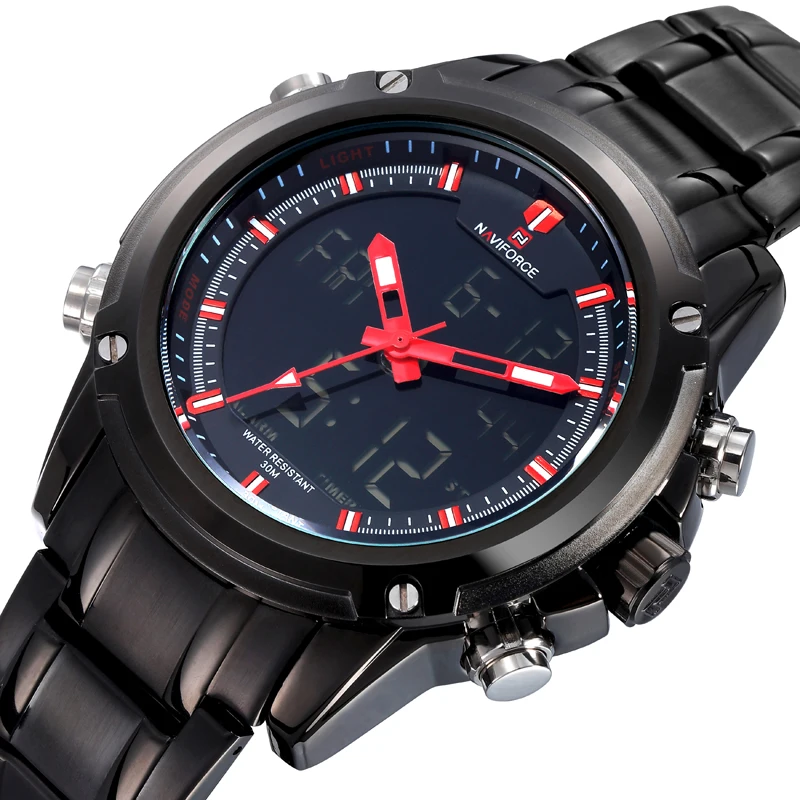 2016 мужские часы Элитный бренд Кварцевые час Аналоговый Цифровой светодиодный