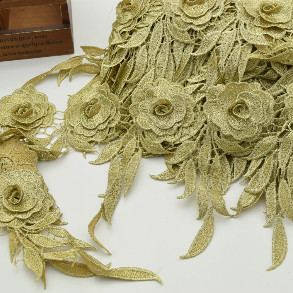 10 ярдов цветочное кружево винтажное золото кружевная отделка плетеная лента