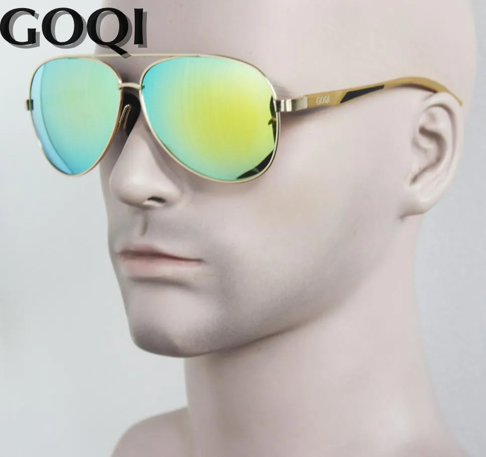 2017GOQI новый стиль мужские Gafas оправа из металлического сплава поляризованные