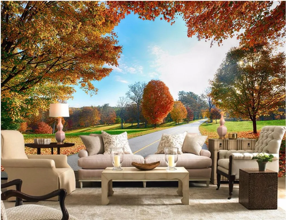 Фотообои на заказ 3d обои для комнаты картина с осенним деревом аллея