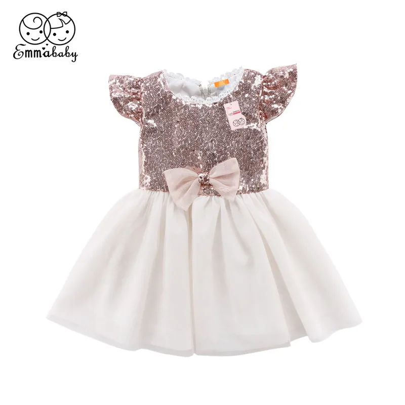 Emmababy 1-6Y Children baby girl fashion princess Sequins dress Kid bebe girls Bowknot Party Pageant Gown Dresses | Детская одежда и