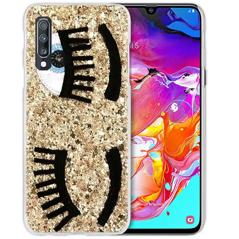 04 Розовый с принтом ресниц чехол для samsung Galaxy A50 A70 A20e A40 A30 A20 A10 A8 A6 плюс A9 A7 жесткий прозрачный поликарбонатный чехол для телефона чехол - Цвет: 04