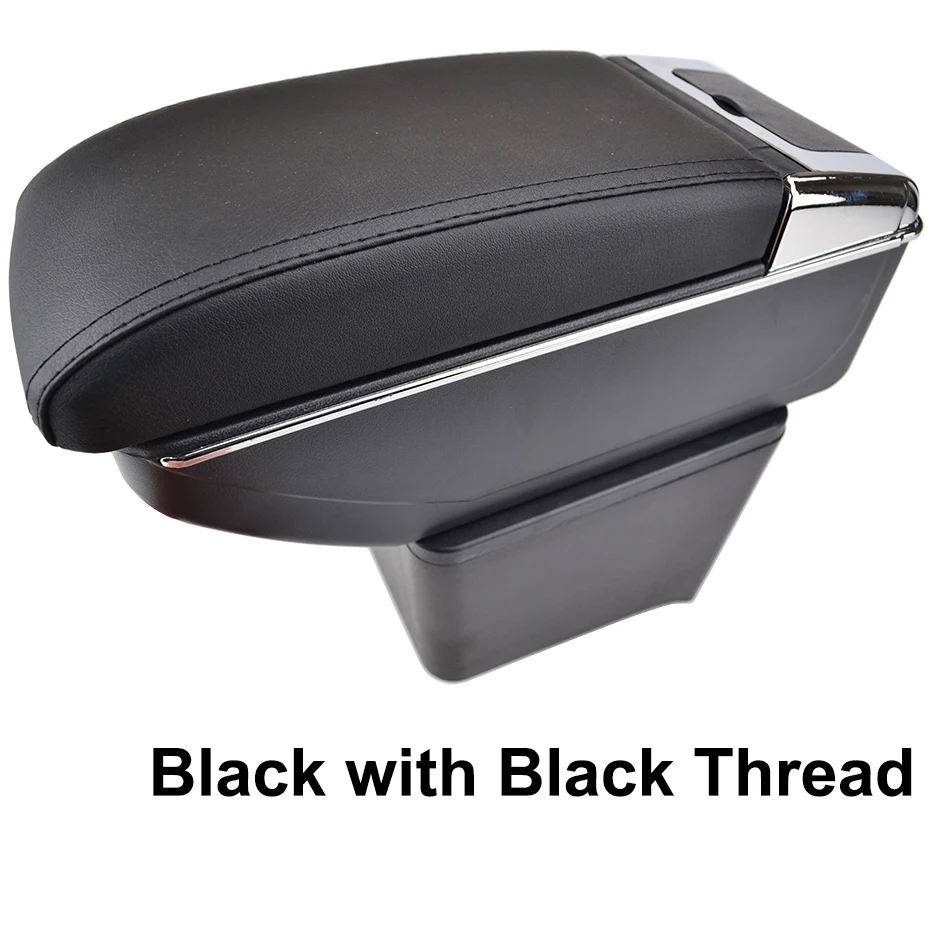 Black thread Коробка для хранения в центральной консоли держатель для чашки кожаный двойной Слои подлокотник Подлокотник для Volkswagen VW Polo 9N 02-2009 2005 2006 2007 2008 - Название цвета: Black thread