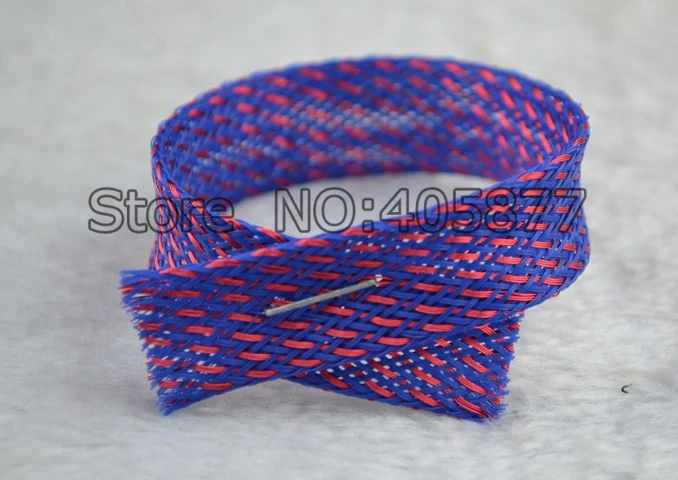 16 мм нейлоновая сетка фиолетовый + красный экран оплетка рукав для DIY HIFI аудио