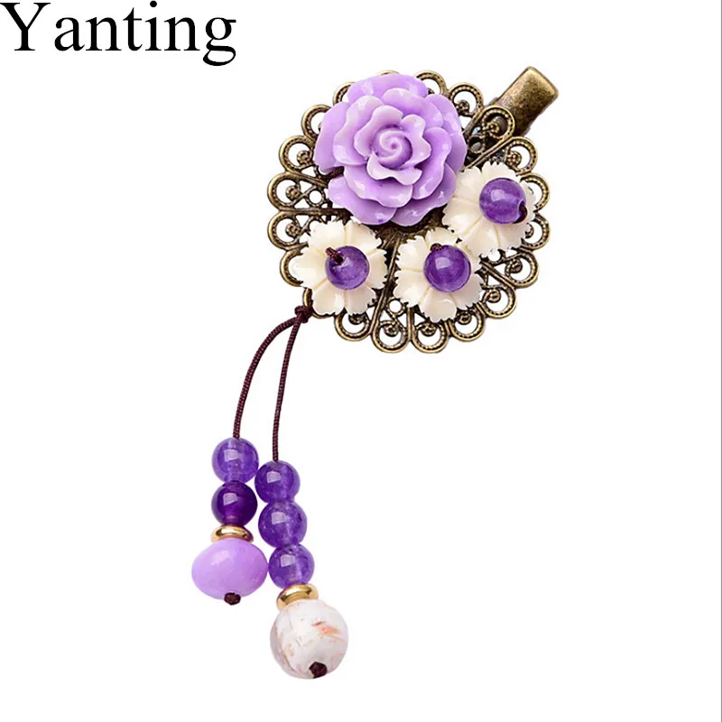 Yanting пурпурный халцедон украшения для волос Классические Этнические женские