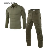 zxqyh military tactical uniform t shirts pants suits combat army sport sets outdoor hiking hunting airsoft shooting uniforms