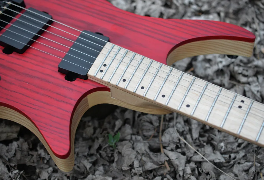 Fanned Fret Гитара s безголовая гитара стильная модель красный пепельный цвет Пламя клен шея гитара