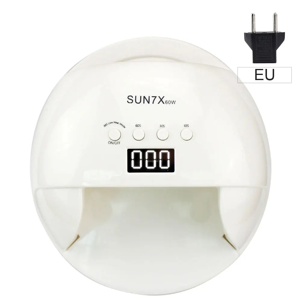 EU PLUG Sun7X Pro Uf лампа УФ светодиодный светильник для ногтей Max60W для маникюра отверждающий лак гель лак для ногтей с ЖК-дисплеем 30 светодиодный s Сушилка для ногтей - Цвет: EU PLUG