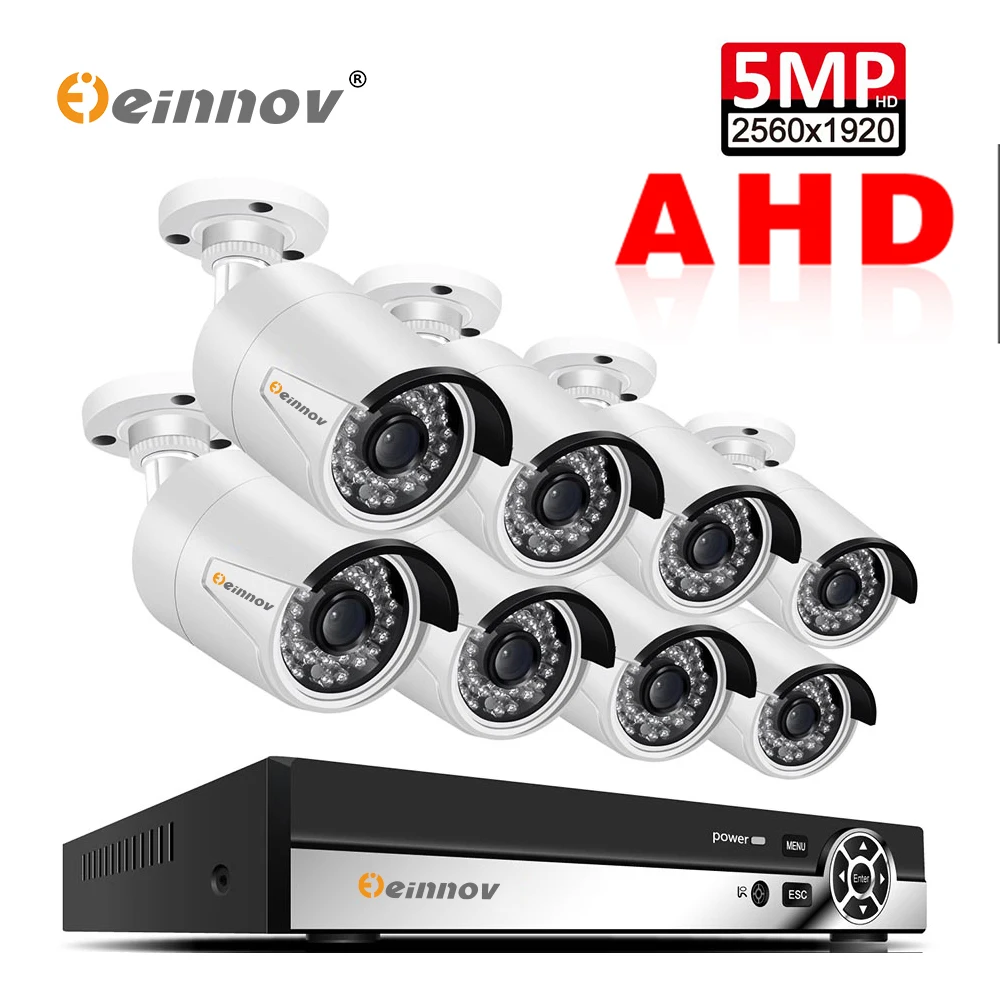 Einnov 8CH CCTV камера система 5MP AHD DVR комплект видеонаблюдения наружная