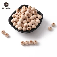 lets make 200pcs wooden teething beads bpa free diy mosaic hole beads 12mm gifts baby necklace charm pendants baby teether