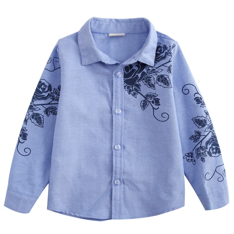 

Baby Kids Print Blouses Autumn Boys Long Sleeve Shirts Teenage School Boy Cotton Kids White Shirt Spring Floral Tops