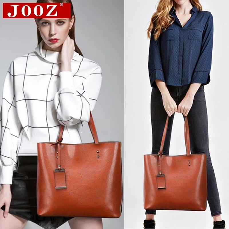 JOOZ Вощеная кожаная сумка-мешок, простые женские сумки на плечо с двойным ремешком, женские сумки-мессенджеры, женские универсальные сумки для покупок