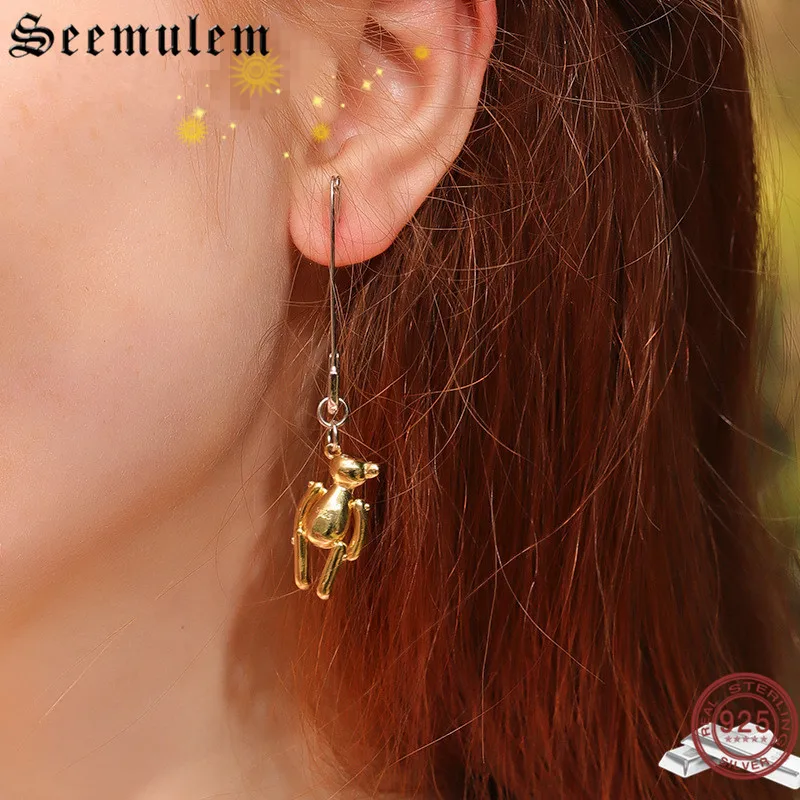 Seemulem новые серьги с плюшевым мишкой для женщин романтические корейские длинные