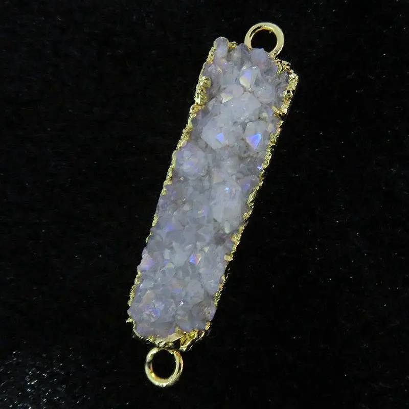HanKun золото опал AB Цвет Тонкий Retangle натуральный кварц Druzy Drusy разъемы | Украшения и