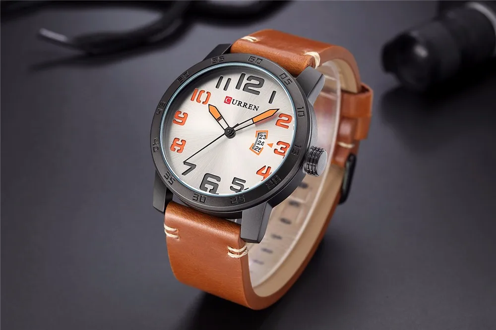 Мужские часы CURREN, брендовые, военные, Reloj, кварцевые, аналоговые, 3D лицо, кожа, армейские, модные часы, спортивные часы, Relogios Masculino