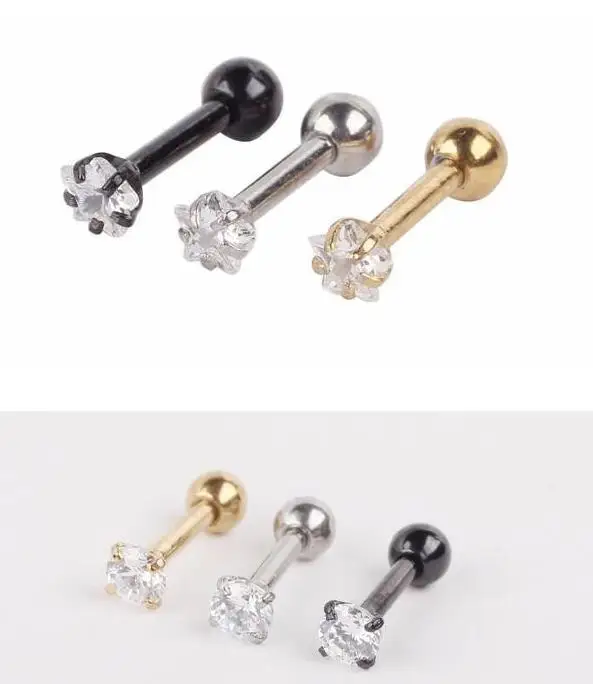 2 шт. золотистые/Серебристые/черные хирургические серьги гвоздики из нержавеющей