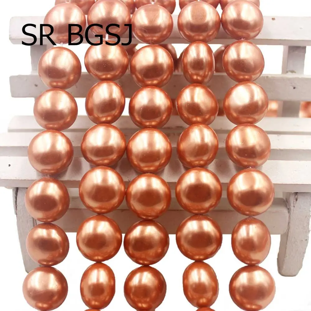 Free Shipping 14mm Natural Coin Button Orange Shell Pearl Jewelry DIY Loose Beads Strand 15&quot|Бусины| |