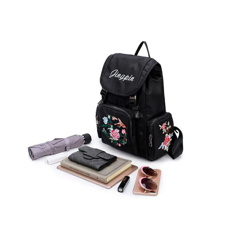 Китайский Стиль цветок Вышивка Рюкзаки для подростка Обувь девочек Mochila Feminina Для