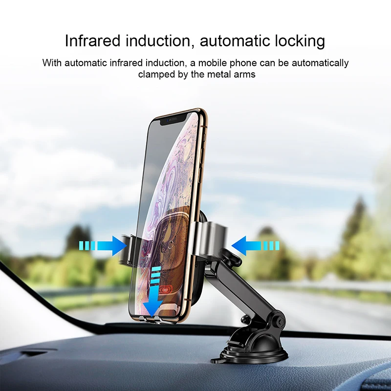 baseus 10w wireless charger auto car phone holder for iphone 12 11 pro xs max xr car phone satnd for 4 6 5 inch smartphone free global shipping