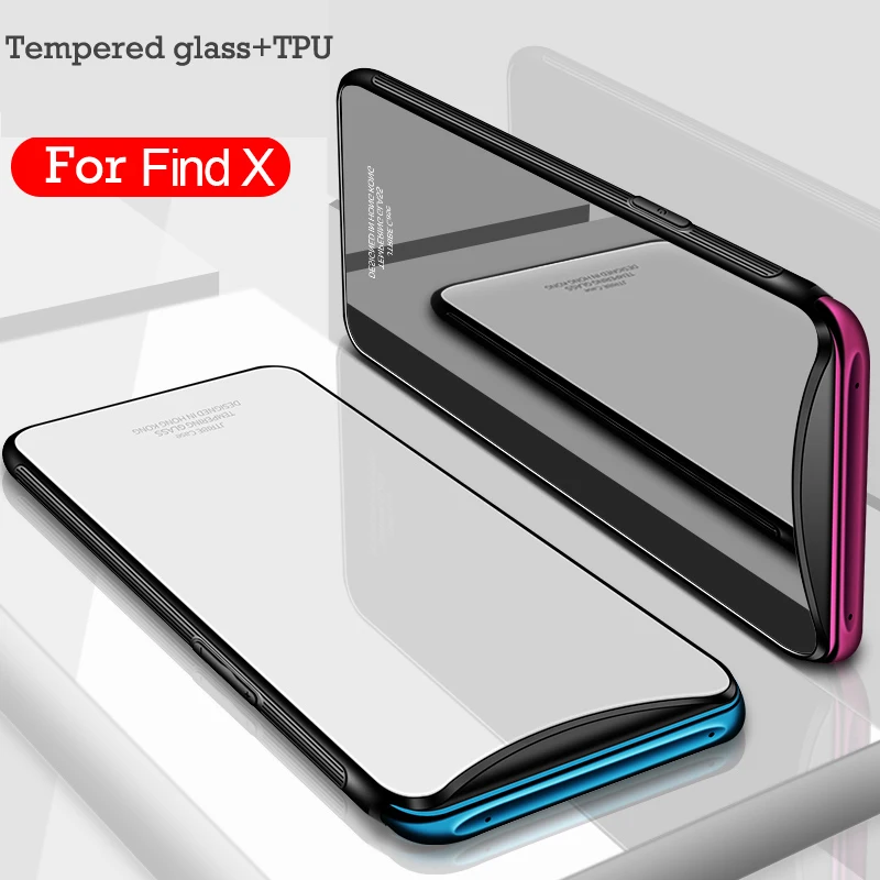 Новейший для OPPO Find X TPU Рамка бампер Закаленное Стекло Зеркало задняя крышка