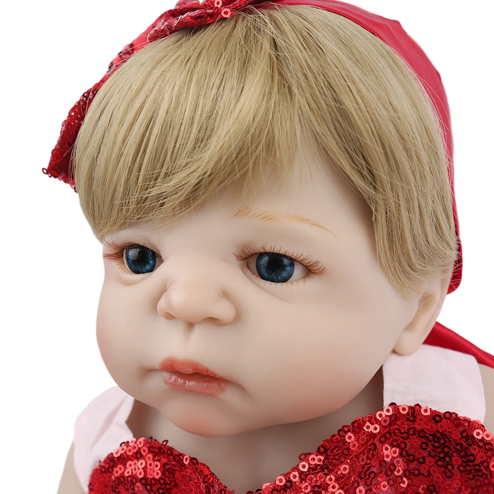 NPKDOLL Baby Reborn Doll полностью винил для ванной девочек блонд волосы парики принцесса