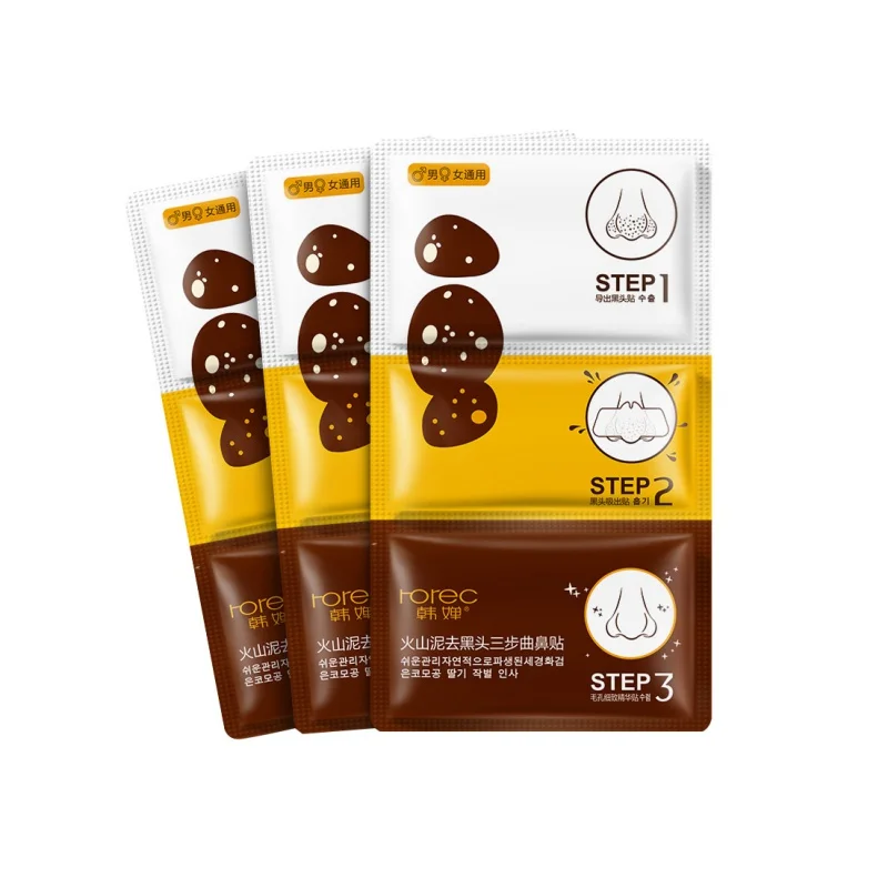 Косметическое средство для удаления черных точек и прыщей на носу 3-шаговый набор Masки для лица.