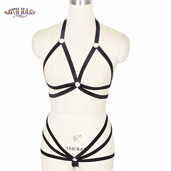 Black N0064 Новинка, черный облегающий костюм, БДСМ, привязанное нижнее белье, эластичное, Harajuku, панк, готический Фетиш, Хэллоуин, эластичность, регулировка, для ночного клуба, бара - Цвет: Black N0064