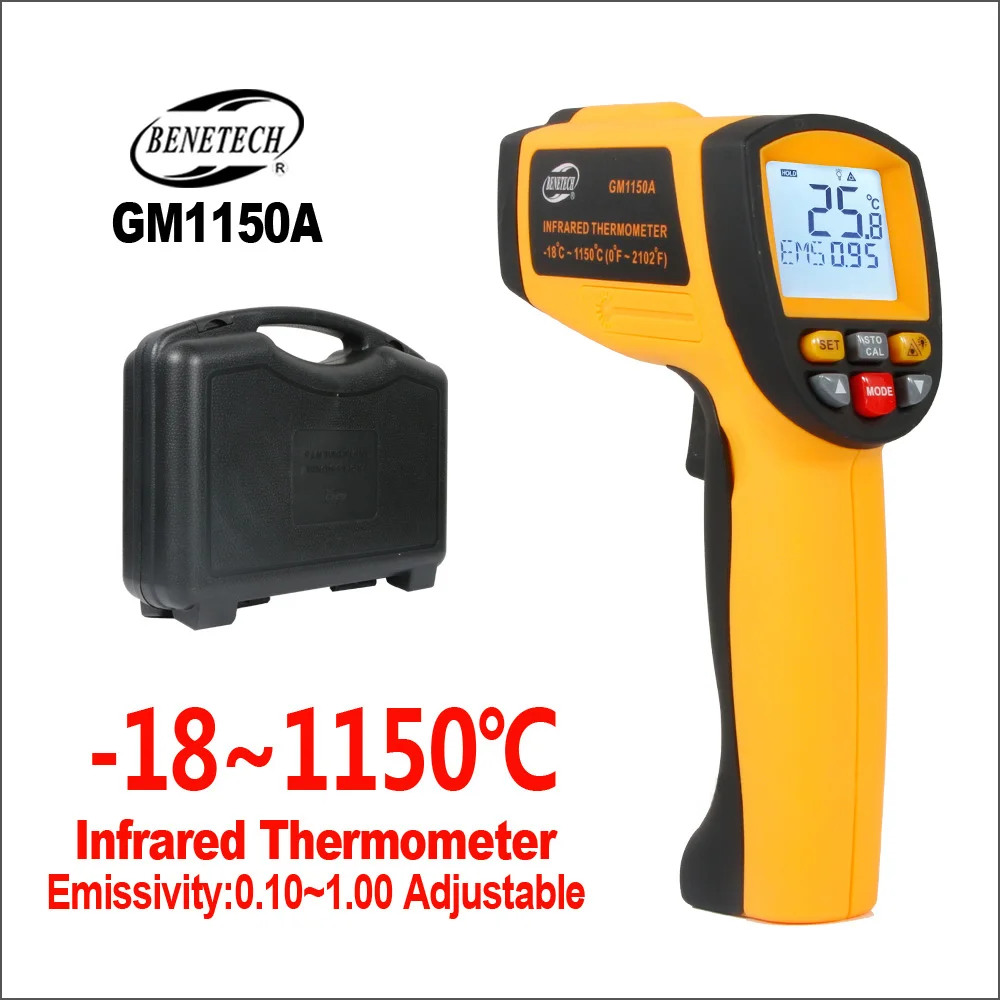 GM1150A-BENETECH BENETECH термометр инфракрасный термометр цифровой электронный ручной лазерный промышленный температурный гигрометр ИК термометр - Цвет: GM1150A-BENETECH
