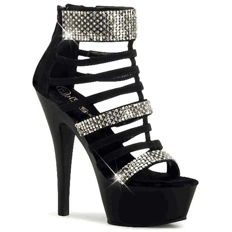 New fashion of the black sequins 15cm high heels, platform, pole dancing/performance/banquet wedding sandals