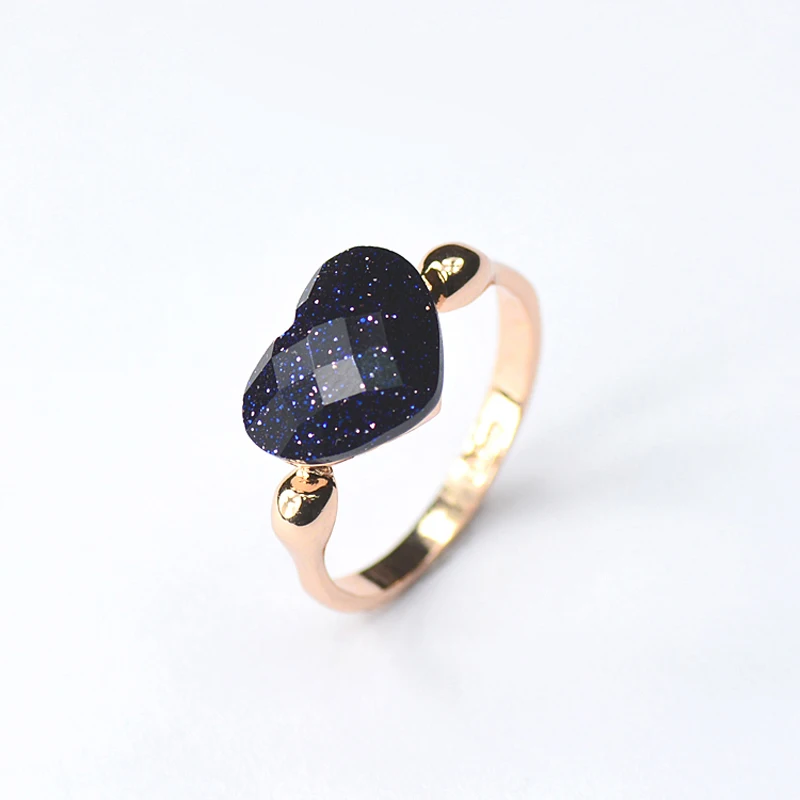 Ociki Кристалл Кольца Сердце Форма голубые пески black rose золото Цвет Ювелирные изделия из кристаллов для Для женщин девушке подарок Прямая