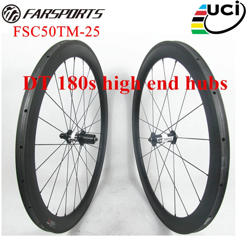 Top end carbon road bike wheels with DT 180s & Sapim cx-ray , road bike wheels tubular 50mm x 25mm