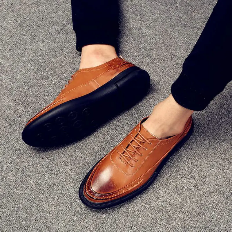 Роскошные брендовые Модные мужские Кожаные броги туфли на плоской подошве