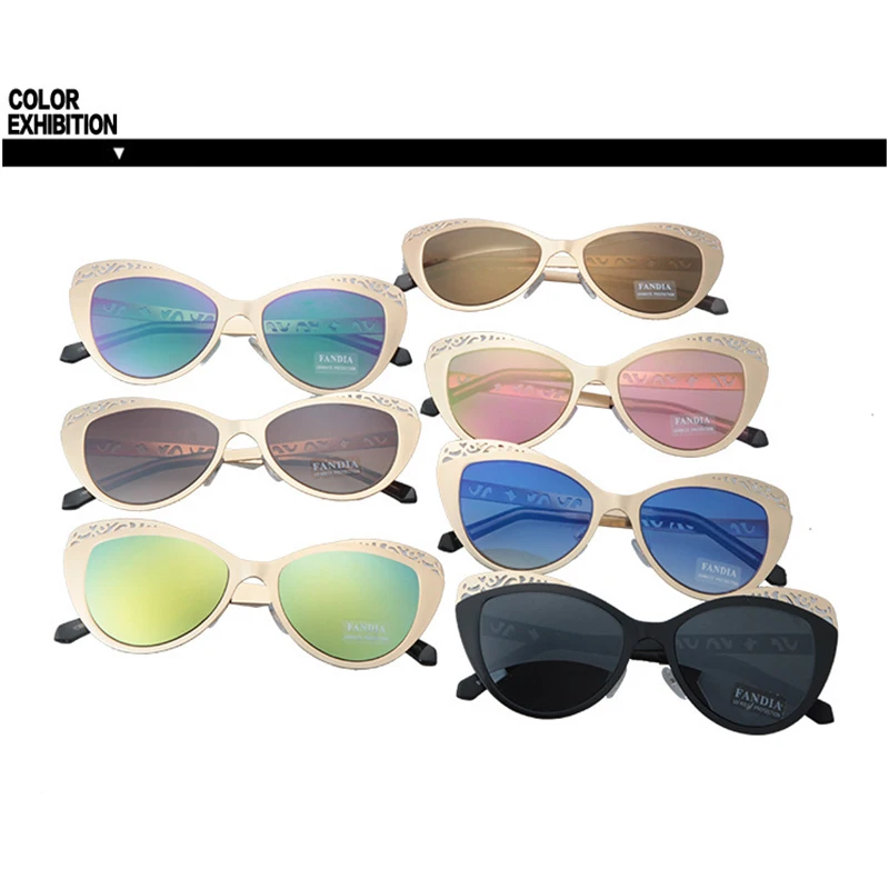Women Sunglasses Fashion Cat Eye Retro Flash Mirror Lens Eyeglasses Metal Hollow Out Carving Frame Spectacle 6 colors UV400 L3 | Аксессуары