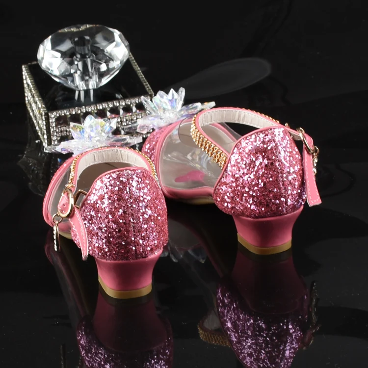 

Spring And Autumn Girl Princess Dance Single Shoes Colorful Diamonds Children High Heels Little Girl Student Performance shoes