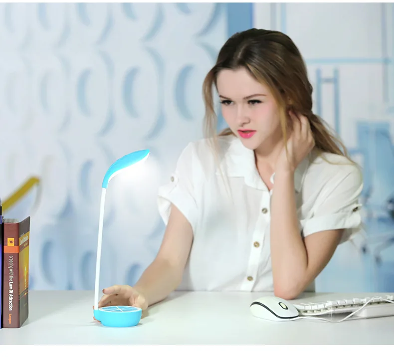 Креативный дизайн Lemon Shape USB Перезаряжаемый сенсорный датчик настольная лампа LED затемнение Бесплатная