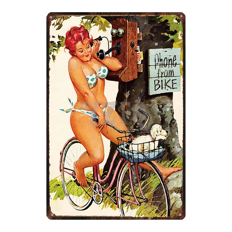 Жестяной Значок PIN UP GIRL потертая шикарная металлическая табличка винтажная