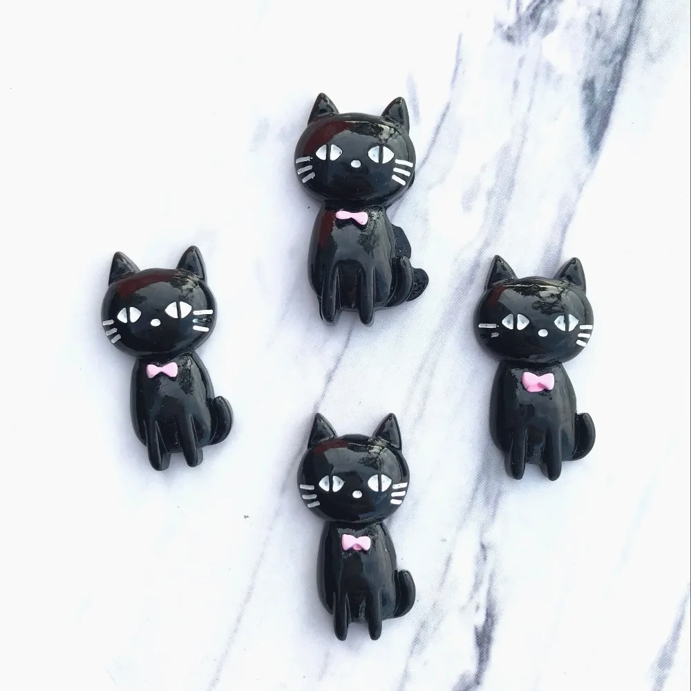 32*17 мм 10 шт./лот kawaii плоский задник из смолы маленький черный Кот Смола кабошоны