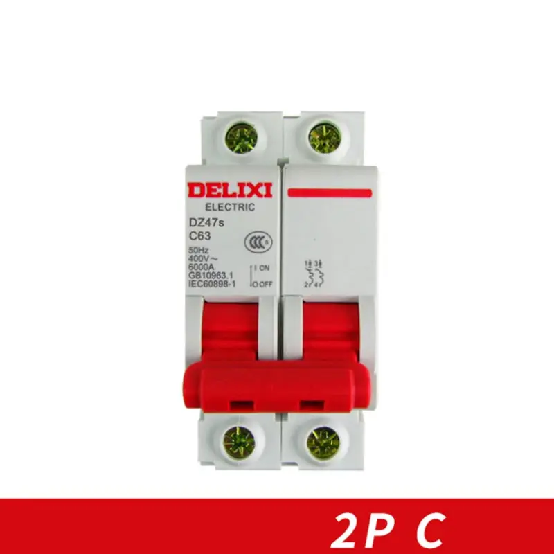 Автоматический воздушный выключатель 2P + N RCBO RCD Circuit DZ47S DELIXI MCB 2Pole &quotC&quot Curvers 10A-63A 10A