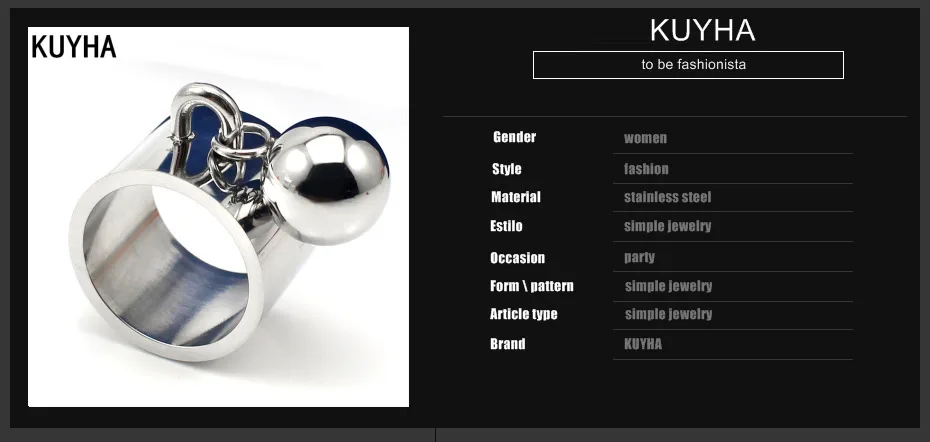 Charm Rings Jewelry with Sphere Round Pendant Personality Unique Punk party Disco Stainless Steel Metal Ball Ring for Women