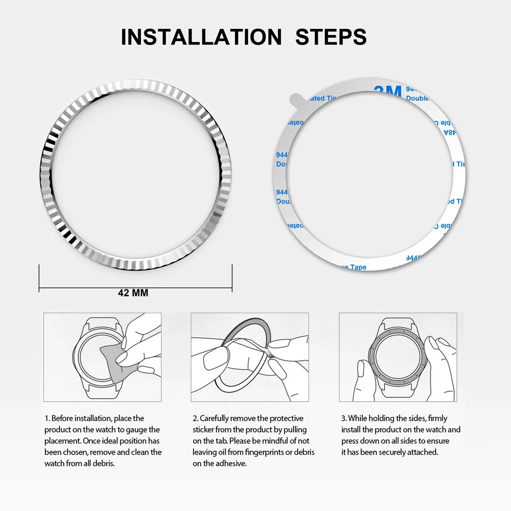 Ouhaobin клейкая крышка для samsung Galaxy Watch 42 мм клейкая Крышка для кольца с защитой от царапин из нержавеющей стали 419#2