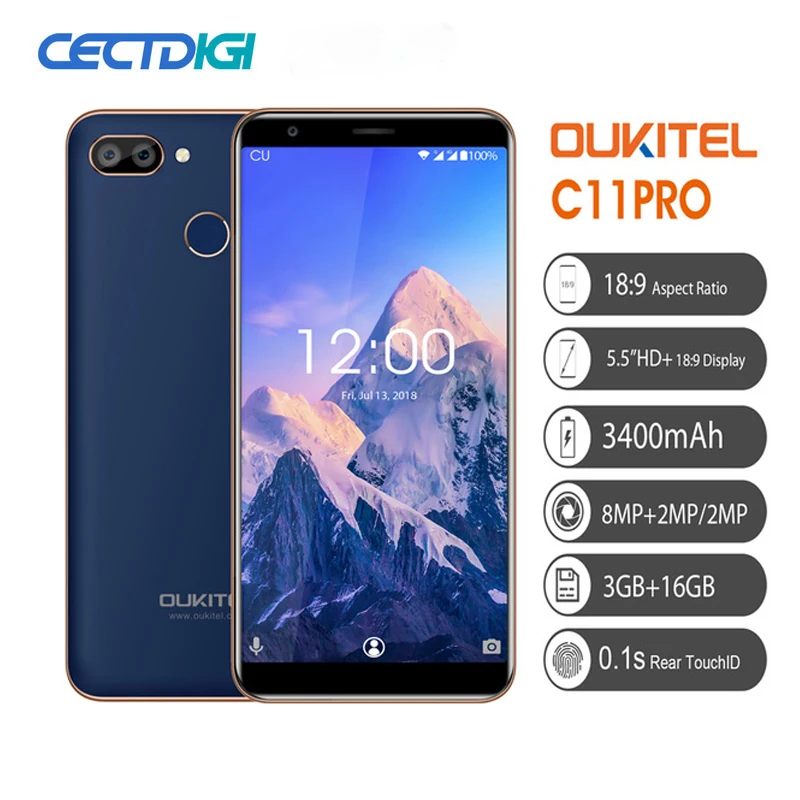 Дешевые OUKITEL C11 Pro 5 &quot18:9 Android 8 1 мобильный телефон MTK6739 четырехъядерный 3G ram 16G rom 8MP +