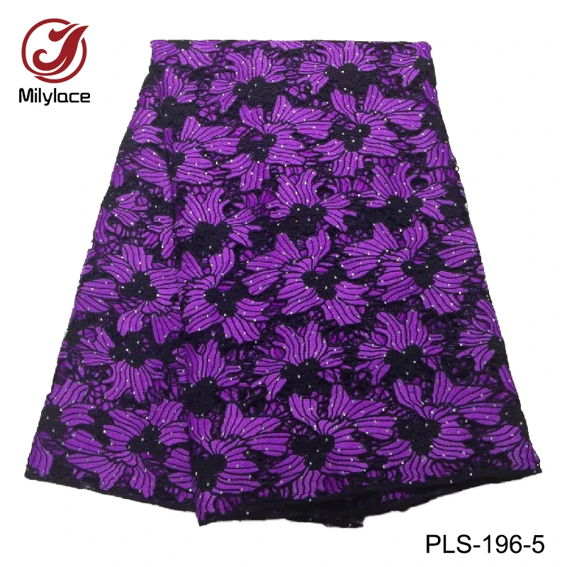 

Wholesale african guipure lace fabric with rhinestones embroidered material nigerian guipure lace fabric for dress PLS-196