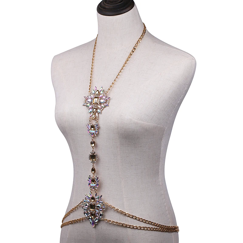 Длинная цепочка с кристаллами для тела сексуальное Ювелирное Украшение