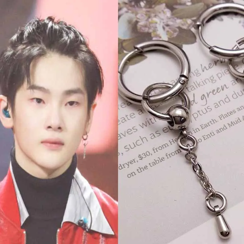 Корейские серьги KPOP одинарные мужские из нержавеющей стали трендовые стильные