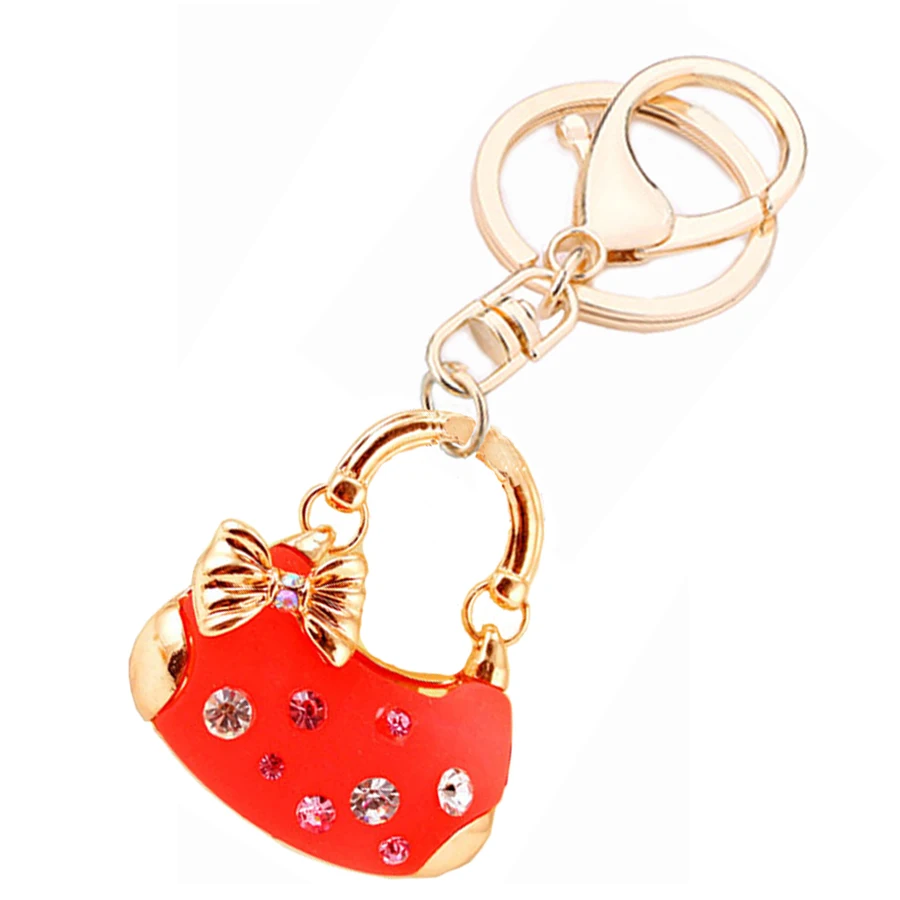 

Novelty Trinket Gifts Fashion Rhinestone Bow Handbag Keychains Bolsos Keyring Charm Bag Jewelry Pendant Key Holder Souvenir R108