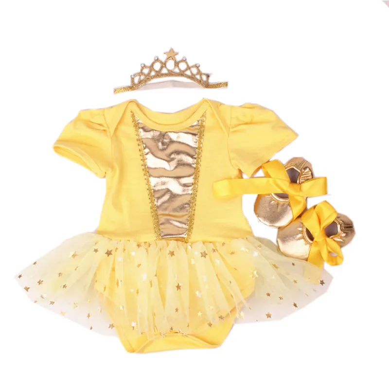 4PCS Belle Set PaMaBa для новорожденных и маленьких девочек супергерой вышивкой с оборками, платье-пачка в стиле принцессы для маленьких девочек; с изображением Минни Belle спальный Красота праздничная одежда - Цвет: 4PCS Belle Set