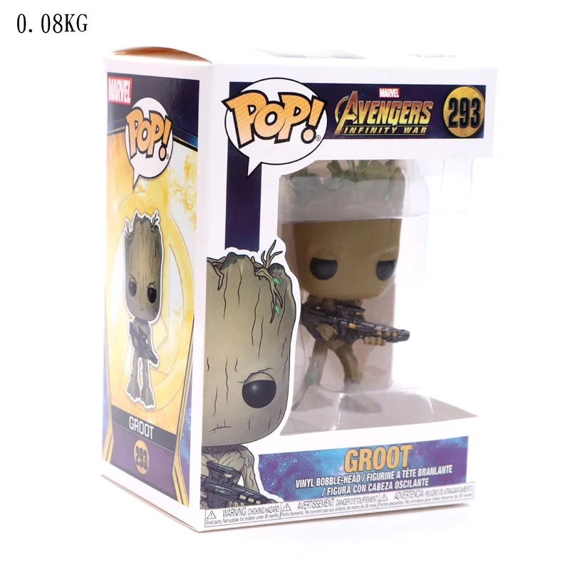 With box FUNKO POP Marvel Мстители 3-Infinite War Человек-паук Грут Железный человек-рейтеон фигурка Коллекционная модель игрушки для подарка - Цвет: With box