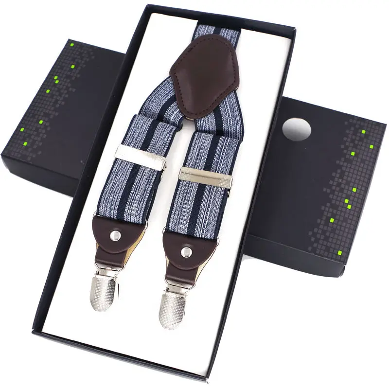 

Fashion Leather Suspenders Man's Braces Adjustable 4 clips Suspenders Pants strap suspensorio braces irantes hombre bretelles