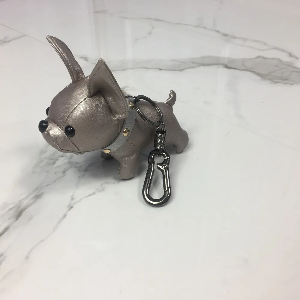Bulldog Keychain Pu Leather France Bulldog Keychain Handbag Animal Dog Keyring Holder Bag Charm Trinket Bulldog Bag Accessories