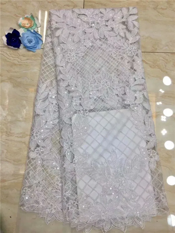 Африканская Тюлевая кружевная ткань с блестками фиолетовая/Золотая/белая